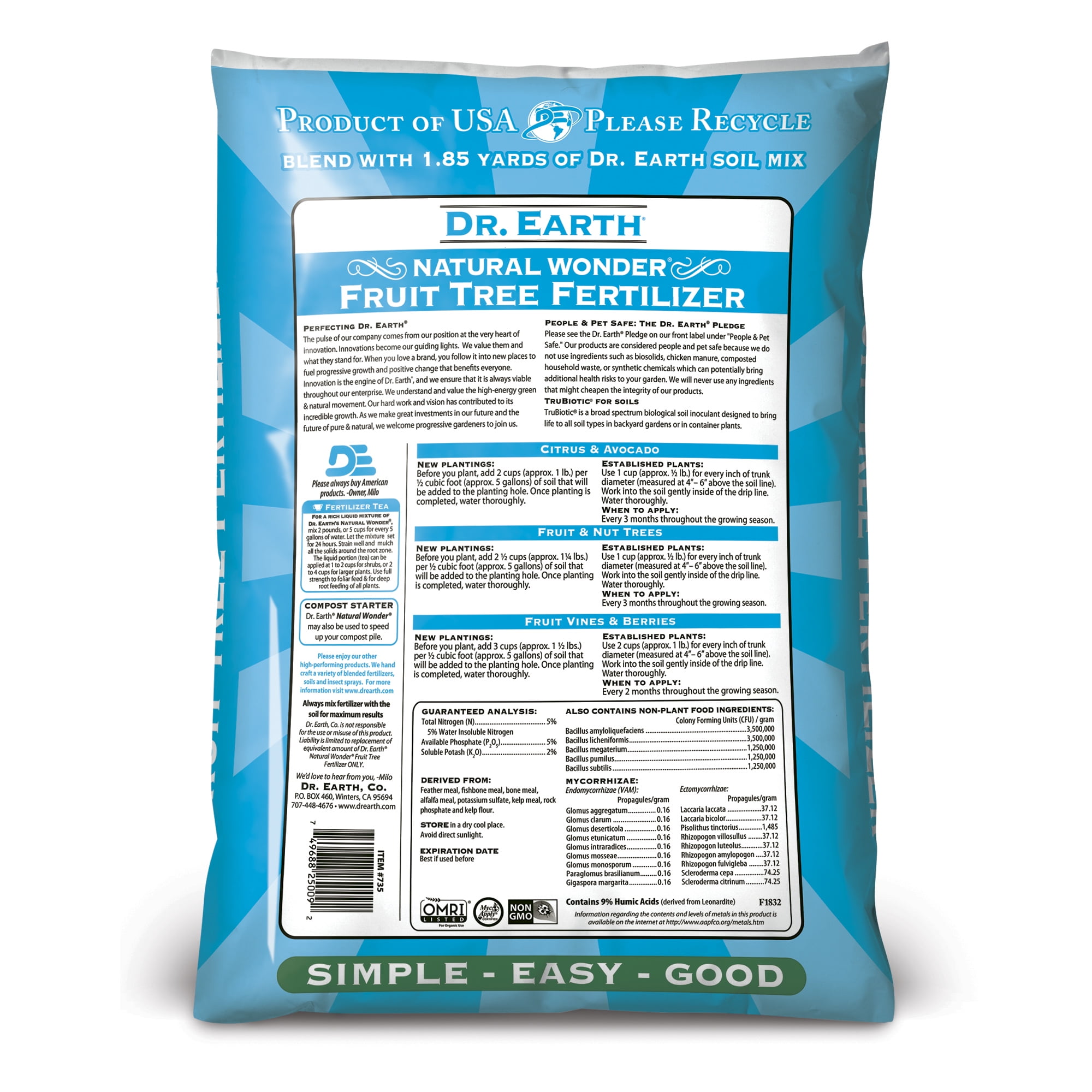 Buy Dr Earth 735 25 Lb Organic Fruit Tree Fertilizer 552 Online at