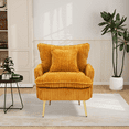thumbnail image 2 of Glavbiku Corduroy Upholstered Single Sofa Chair,Recessed Arm Metal Legs Accent Chair,Yellow, 2 of 9