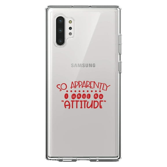 DistinctInk Clear Shockproof Hybrid Case for Galaxy Note 10 PLUS (6.8" Screen) - TPU Bumper Acrylic Back Tempered Glass Screen Protector - So Apparently I Have An Attitude - Red