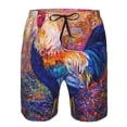 thumbnail image 4 of Kll Rooster Oil Painting Men'S Casual Summer Beach Shorts Hawaiian Shorts With Pockets-X-Large, 4 of 9