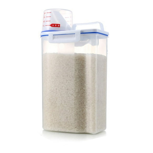YUMILI Baril De Stockage De Riz Réservoir Transparent en Plastique Capacité De 2 Kg Récipient à Céréales Hermétique sans BPA avec Couvercle De Tasse à Mesurer pour Noix De Farine De Céréales