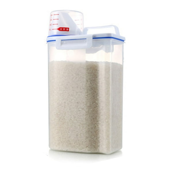 Contenedor De Cereales, Caja De Almacenamiento De Granos Transparente Diseño Hermético Tapa De Taza Medidora Sin BPA Para Cocina Para Nueces Para Cereales Para Harina