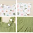 thumbnail image 2 of ZOEREA Toddler Girl Clothes, 2Pcs Baby Girl Outfits Spring/Summer Stripe/Floral T-Shirt+Bib Overall Shorts Clothing Set 1-5T, 2 of 7