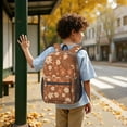 thumbnail image 6 of Daisy Pioneer Flower Brown Pattern 17" School Backpacks for Teens,Waterproof Oxford Fabric,S-Shape Padded Straps for School,Travel,Hiking,Camping, 6 of 6