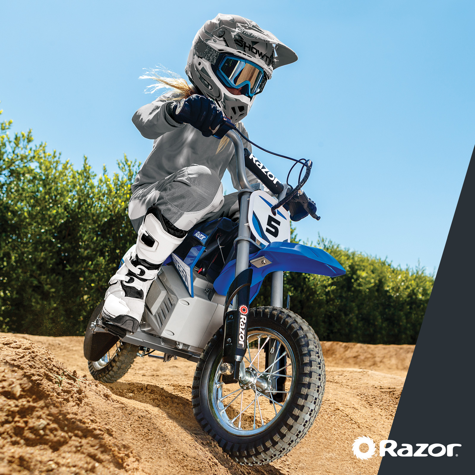 Razor Dirt Rocket MX350 - Blue, up to 14 mph, 24V Electric-Powered Dirt Bike for Kids 13+ - image 3 of 11