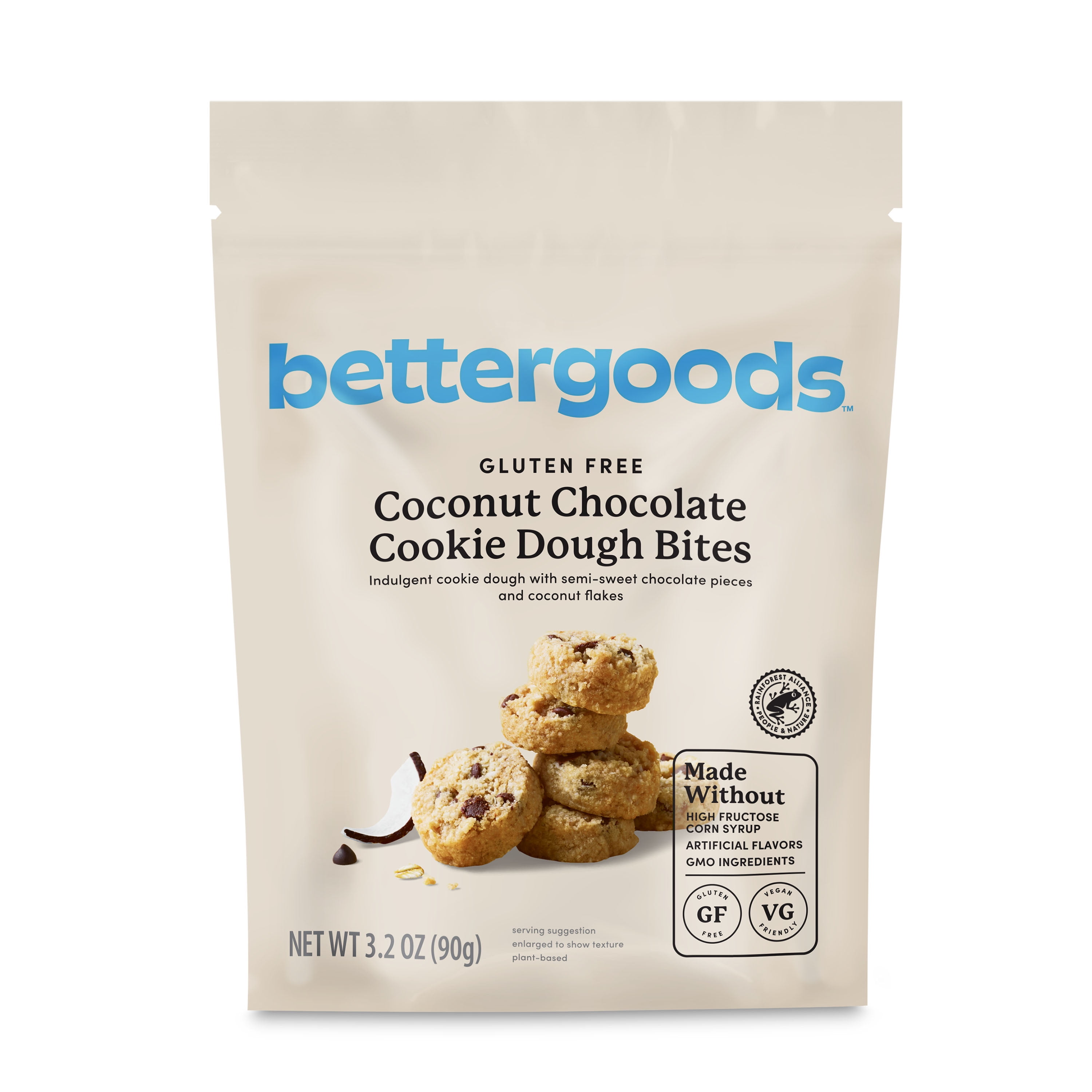 (3 pack) bettergoods Gluten Free Coconut Chocolate Cookie Dough Bites, 3.2 oz