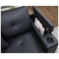 thumbnail image 4 of Donovan 84.5"W Black PVC Fabric Sleeper Sectional w/USB+Cupholders+Storage Arms, 4 of 7