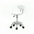 thumbnail image 5 of Hassch Swivel Round Rolling Stool, Adjustable PU Leather Padded Seat with Backrest & Footrest, Task/Work/Drafting Chair, Easy to Assemble (White), 5 of 10