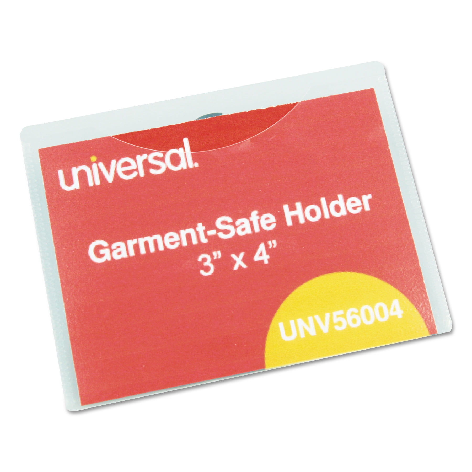 Universal Clear Badge Holders w/GarmentSafe Clips, 3 x 4, White