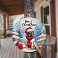 thumbnail image 3 of Merry Christmas Pug Enjoys Woofmas Winter Xmas Holiday Round Wood Sign Dog Lover Gifts Hanging Wall Home Decor - 02022, 3 of 5