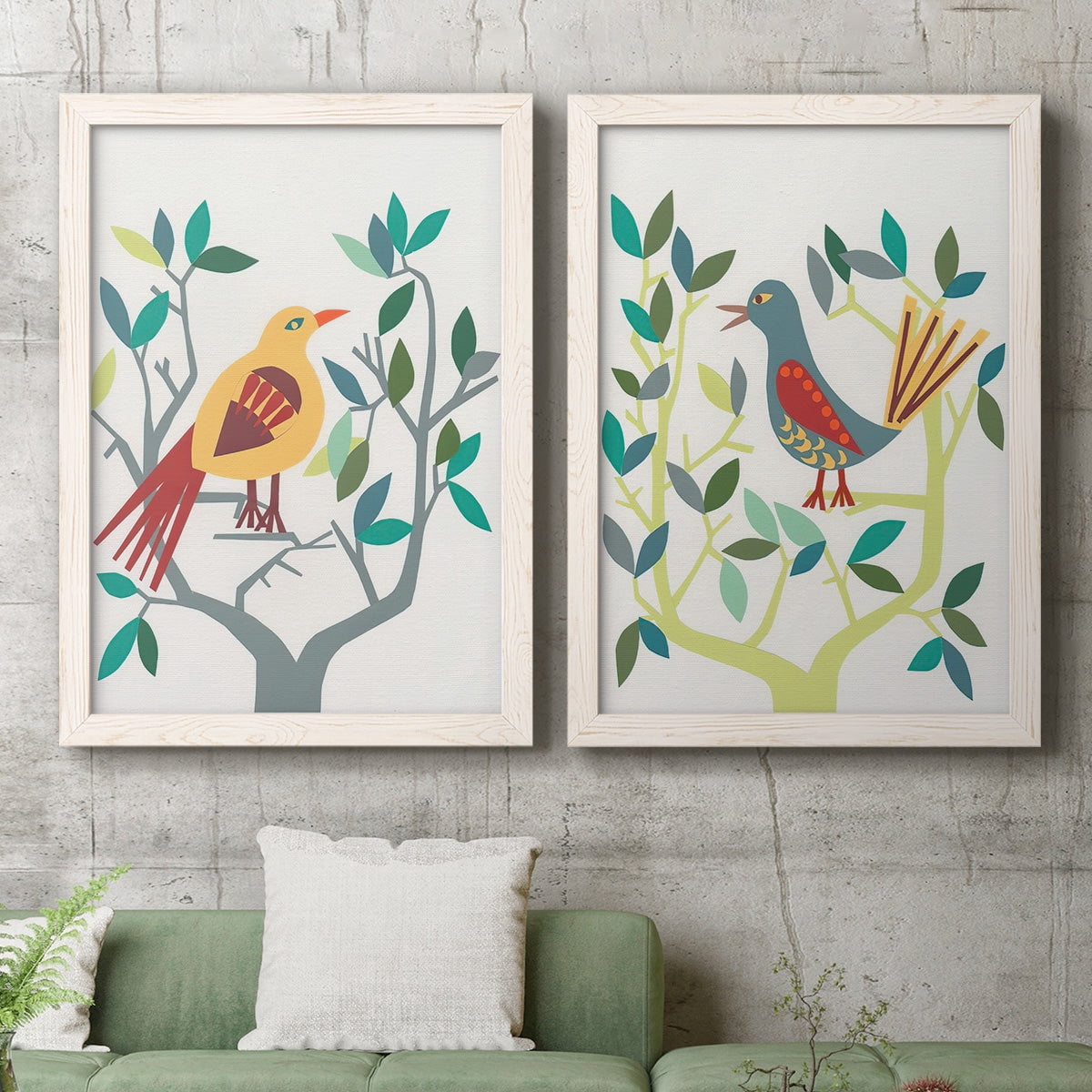 Whitty Bird III - Premium Framed Canvas 2 Piece Set - Ready to Hang