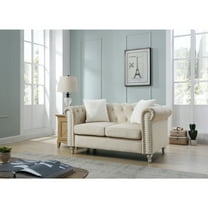 Loveseat Sofa, Modern Tufted Design, Micro Suede Velvet, Nailhead Accent, Comfortable Seating, 60 Inch