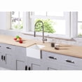 thumbnail image 2 of Gourmetier GKUSA15158 Arcticstone 15-Inch Solid Surface White Stone Apron-Front Single Bowl Farmhouse Bar Prep Sink with Strainer in Matte White, 2 of 10