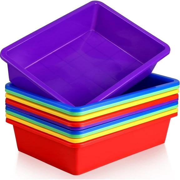 10-Piece Flat Storage Organizer Tray Box Letter Size Paper Tray (Multicolor, 13.78 x 9.84 x 3.15 in)