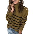 thumbnail image 1 of Chandails pour Femmes Décontractés à Manches Longues Col Rond Rayé Pull d'Hiver en Tricot, 1 of 2