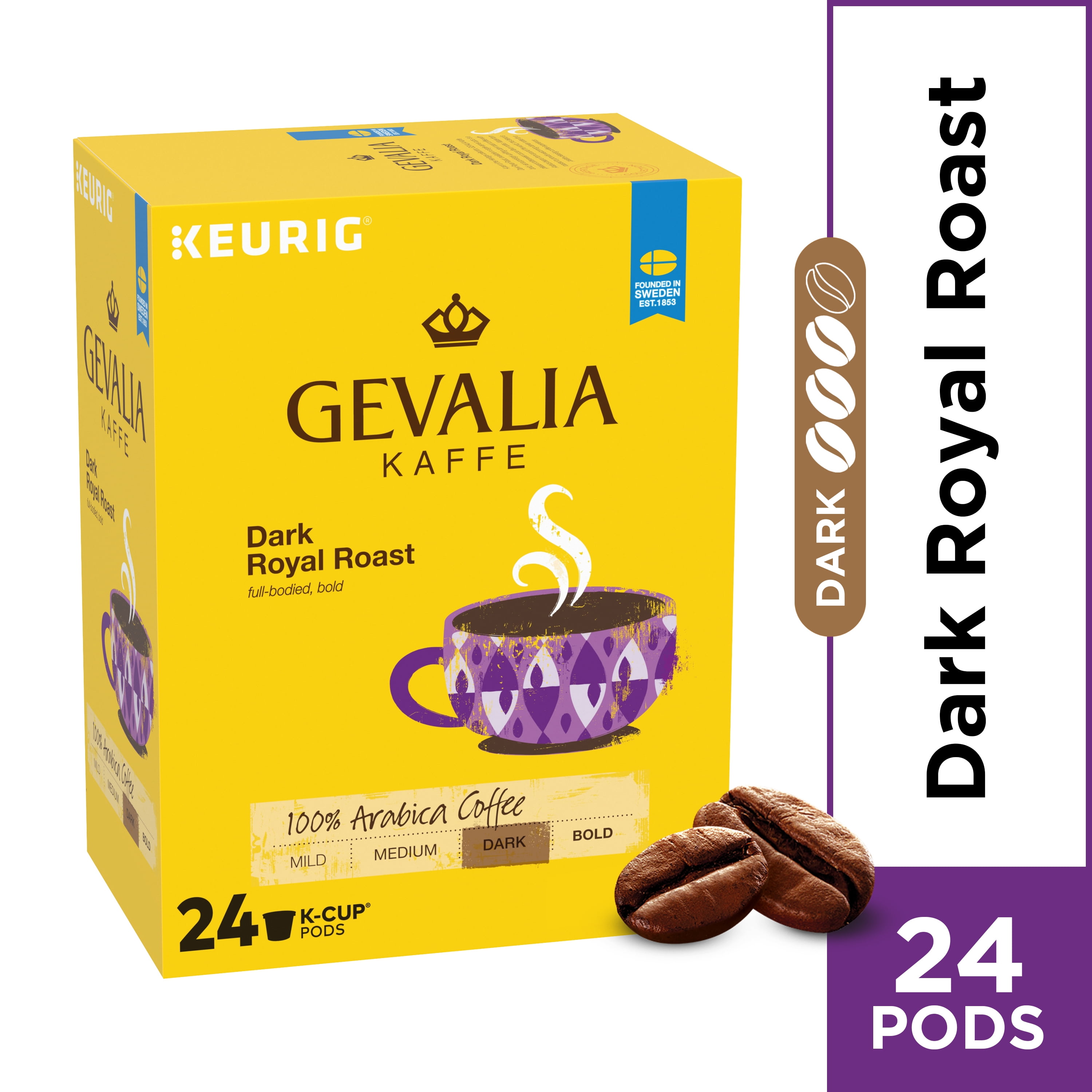 Gevalia Dark Royal Roast Coffee K Cup Coffee Pods, Caffeinated, 24 ct 8.3 oz Box