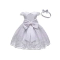 thumbnail image 2 of FOCUSNORM Robe Princesse en Maille pour Petites Filles Bordure en Dentelle Jupe Formelle + Couvre-Chef, 2 of 3
