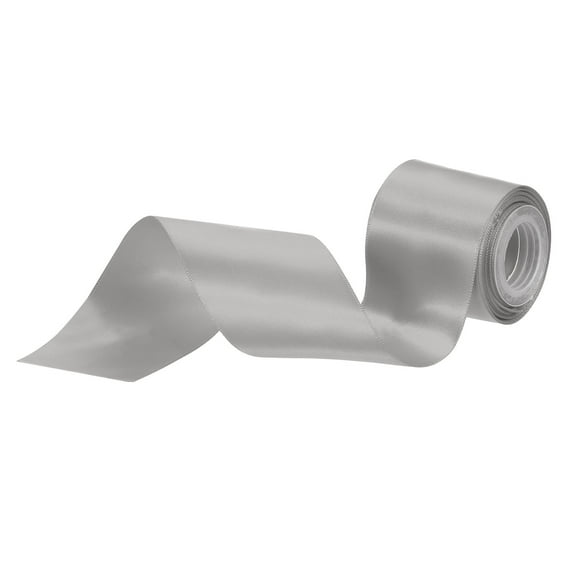 Uxcell 2" 5 Yard Double Faced Solid Satin Ribbon Polyester Fabric Silver