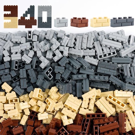 Wall Classic Bricks Parts and Pieces: 340 PCS Masonry Profile Accessories Building Block Sets