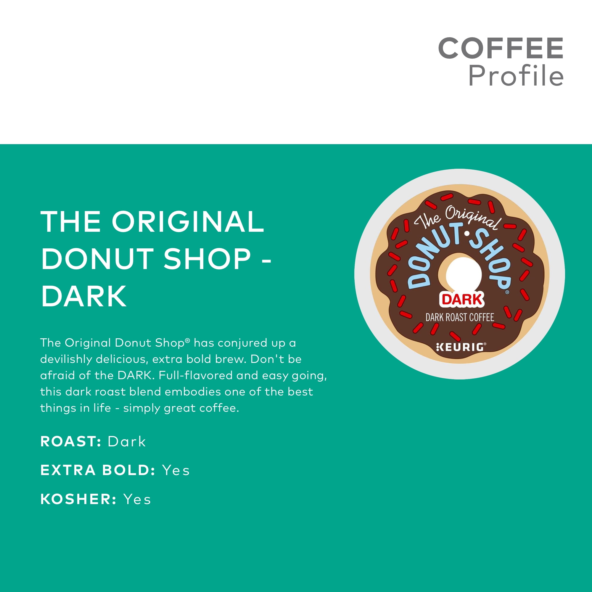The Original Donut Shop Dark, Coffee Keurig K-Cup Pods, Dark Roast, 18 Count