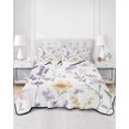 thumbnail image 3 of Purple Yellow Flowers Twin Size Down Alternative Comforter, Lightweight Comforter Quilt Bedding Set with Pillow Shams Spring Pastoral Botanical Floral All Seasons Bed Comforter Duvet Insert 68"x86", 3 of 7