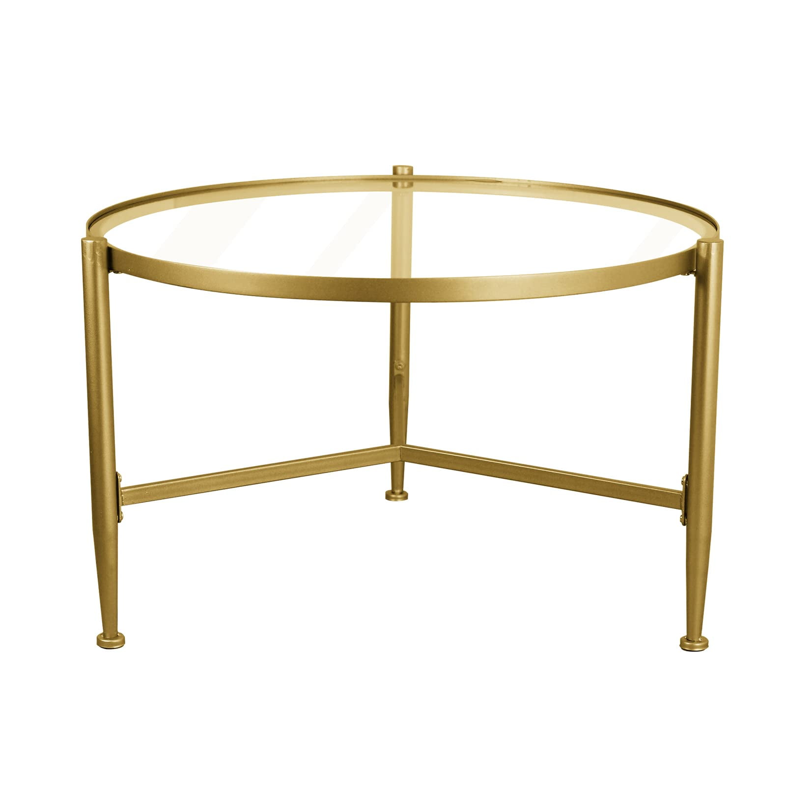 Clear Coffee Table Round, 30 '' Modern Center Glass Table with Gold