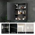 thumbnail image 4 of Hironpal LED Medicine Cabinet with Lights,24x30 Inch Lighted Medicine Cabinet with Mirror,Wall Mounted Bathroom Mirror Cabinet with Defogger,Dimmer,Black, 4 of 9