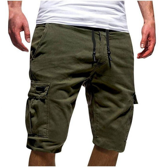 JIUKE Cargo Shorts for Men Loose Fitted Elastic Waist Summer Shorts Sports Drawstring Hiking Shorts with Multi Pockets