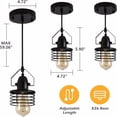 thumbnail image 3 of Fithood Industrial Black Pendant Light Metal Cage Pendant Lights Dining Room Hanging Lighting for Kitchen Island Living Room Bedroom Entryway Barn Farmhouse,Spring Shade,E26 Bulb（1 Light）, 3 of 5