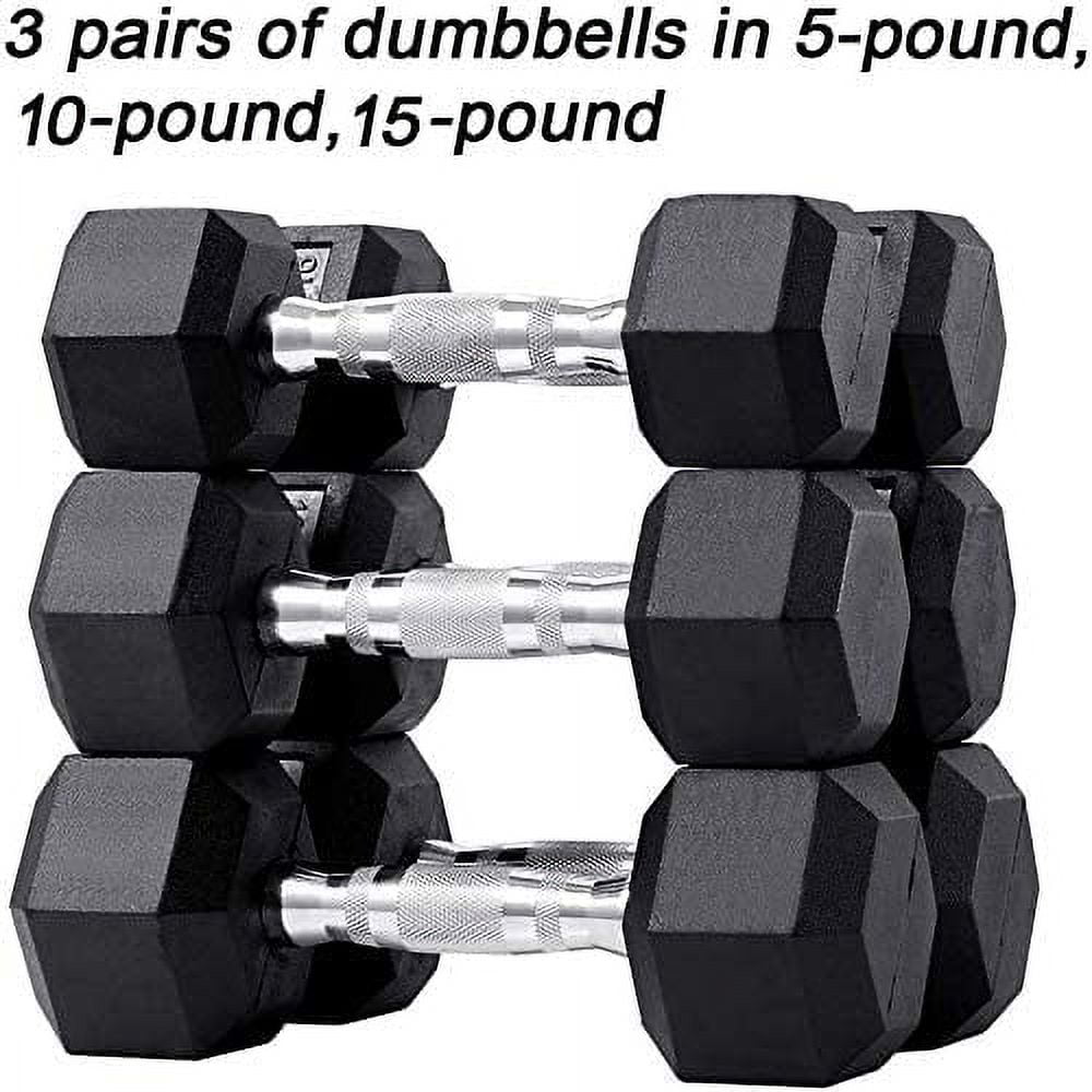 Papababe Dumbbell Set Rubber Encased Hex Dumbbell Free