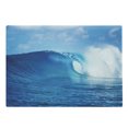 thumbnail image 1 of Ocean Cutting Board, Nature Cloudy Summer Sky Wavy Ocean Adventure Surfing Vacation Tourist Picture Print, Decorative Tempered Glass Cutting and Serving Board, Large Size, Navy White, by Ambesonne, 1 of 1