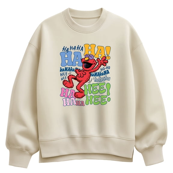 Sesame Street - Elmo Haha - Women's Oversized Fleece Crew Sweatshirt
