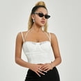 thumbnail image 5 of Lamuusaa Women Crop Vest Tops, See Through Lace Wrap Chest Party Casual Spring Summer Sling Tops, 5 of 7