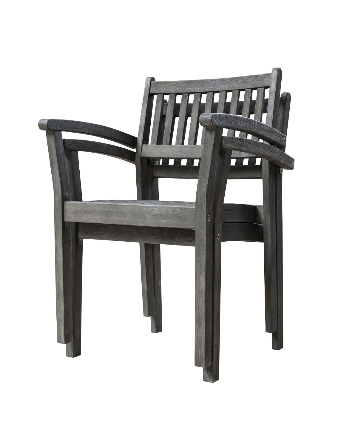7-Piece Gray Hand Scraped Wood Finish Table Outdoor Furniture Patio Dining Set with Curvy Leg Table 59" - image 3 of 8