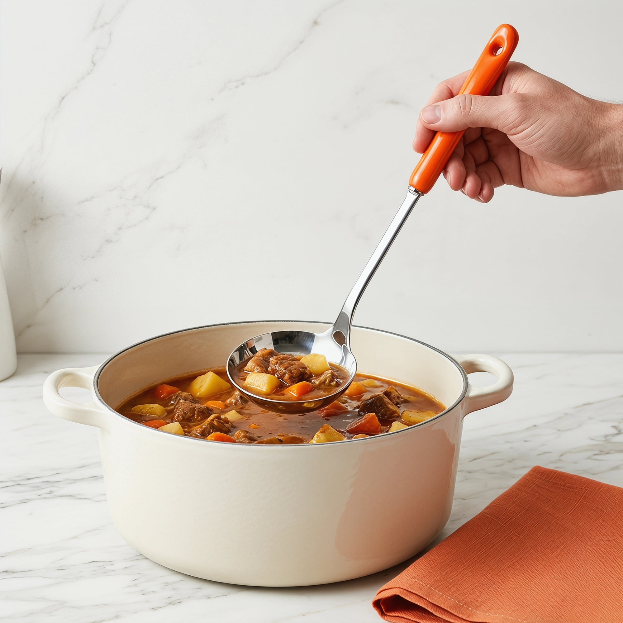 Unique Bargains Color-blocked Kitchen Utensil Set for Home Cooking Orange-Silver B 2pcs
