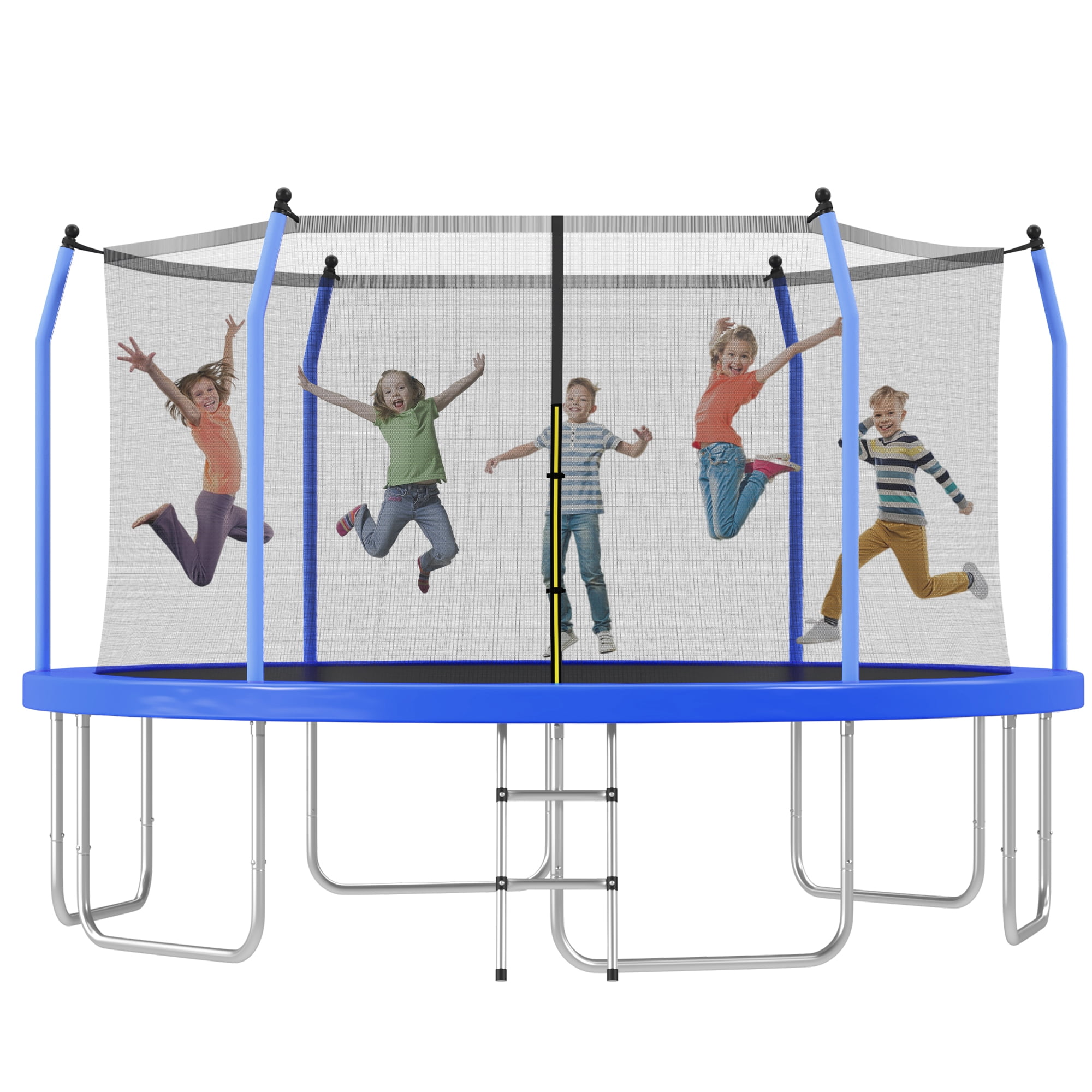 EUROCO 16FT Trampoline with Enclosure Net for Kids and Adults, 1500LBS Backyard Outdoor Large Tranpoline
