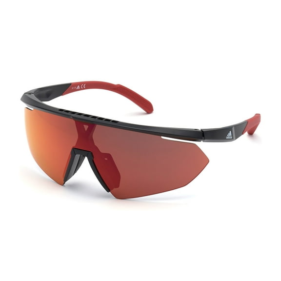 Adidas SP0015 Half Rim Shield Shiny Black Sunglasses