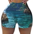 thumbnail image 2 of Fotbe Tropical Paradise Window View Shorts Sin Costuras – Shorts Deportivos de Cintura Alta para Mujer, Elásticos para Gimnasio, Yoga, Running o Ciclismo-Small, 2 of 8