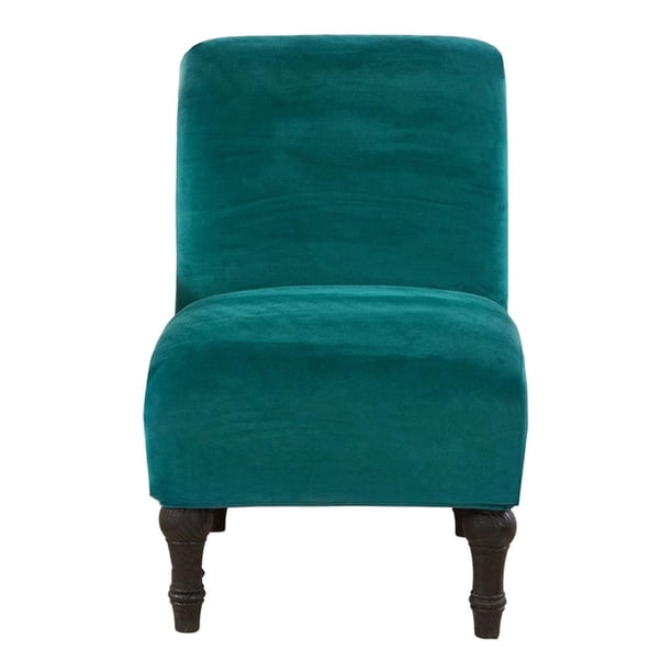 Funda de terciopelo antideslizante para silla sin brazos, protector de muebles para el hogar y el hotel. Verde oscuro