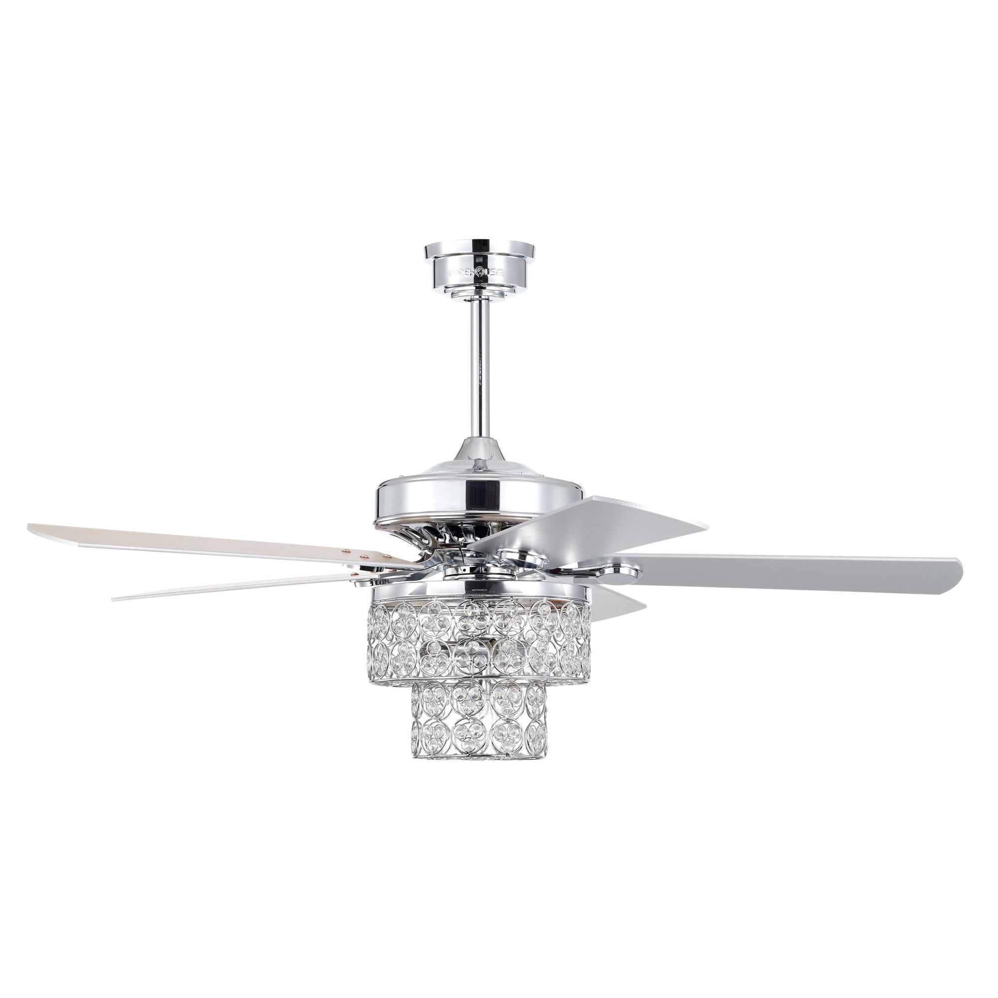 Caderina 52 in. 4-Light Indoor Chrome Finish Ceiling Fan with Light Kit and Remote