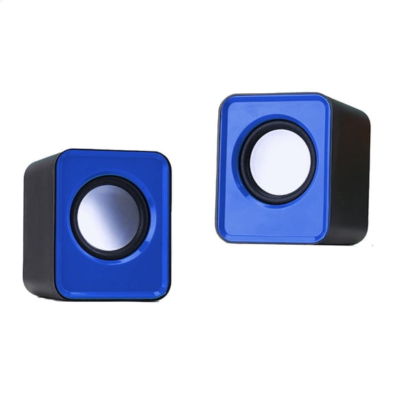Qjidjing A Pair of Mini Computer Speakers, Bluetooth Cube Desktop Speakers, USB, Stereo System for Desktop Laptop PC, Blue