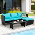 thumbnail image 4 of Waroom 3 Pieces Patio Conversation Sets Outdoor Wicker Furniture Chairs Loveseat Sofa,Turquoise,Powder Coated Steel, 4 of 6