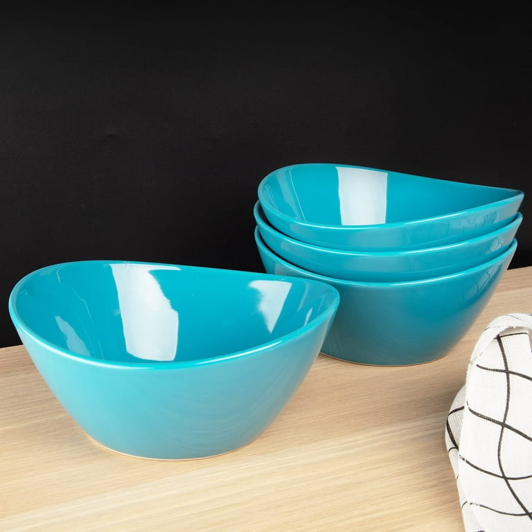 DOWAN Porcelain Bowls Set with Lid, 22 oz Cereal Soup Bowls, Ceramic Food Storage Bowls, Dishwasher & Microwave Safe, Prep Bowls for Kitchen, Modern