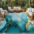 thumbnail image 3 of Fsddascl Turquoise Gold Marble Outdoor Rug for Patio/Deck/Porch, Non-Slip Large Area Rug 5 x 8 Ft, Abstract Simple Geometric Indoor Outdoor Rugs Washable Area Rugs, Reversible Camping Rug Carpet, 3 of 5