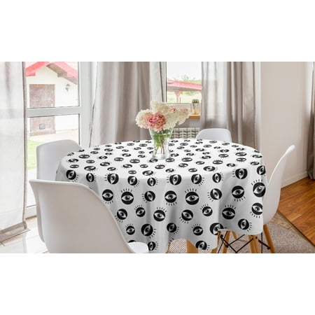 

Modern Round Tablecloth Print of Eye Drawings Symbolizing Vision Spectrum Hipster Urban Lifestyle Circle Table Cloth Cover for Dining Room Kitchen Decor 60 Charcoal Grey White by Ambesonne