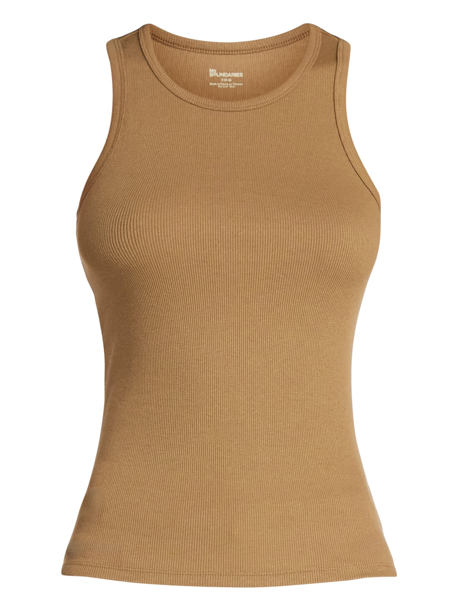 No Boundaries Ribbed High Neck Tank Top, Women's XXS-XXL