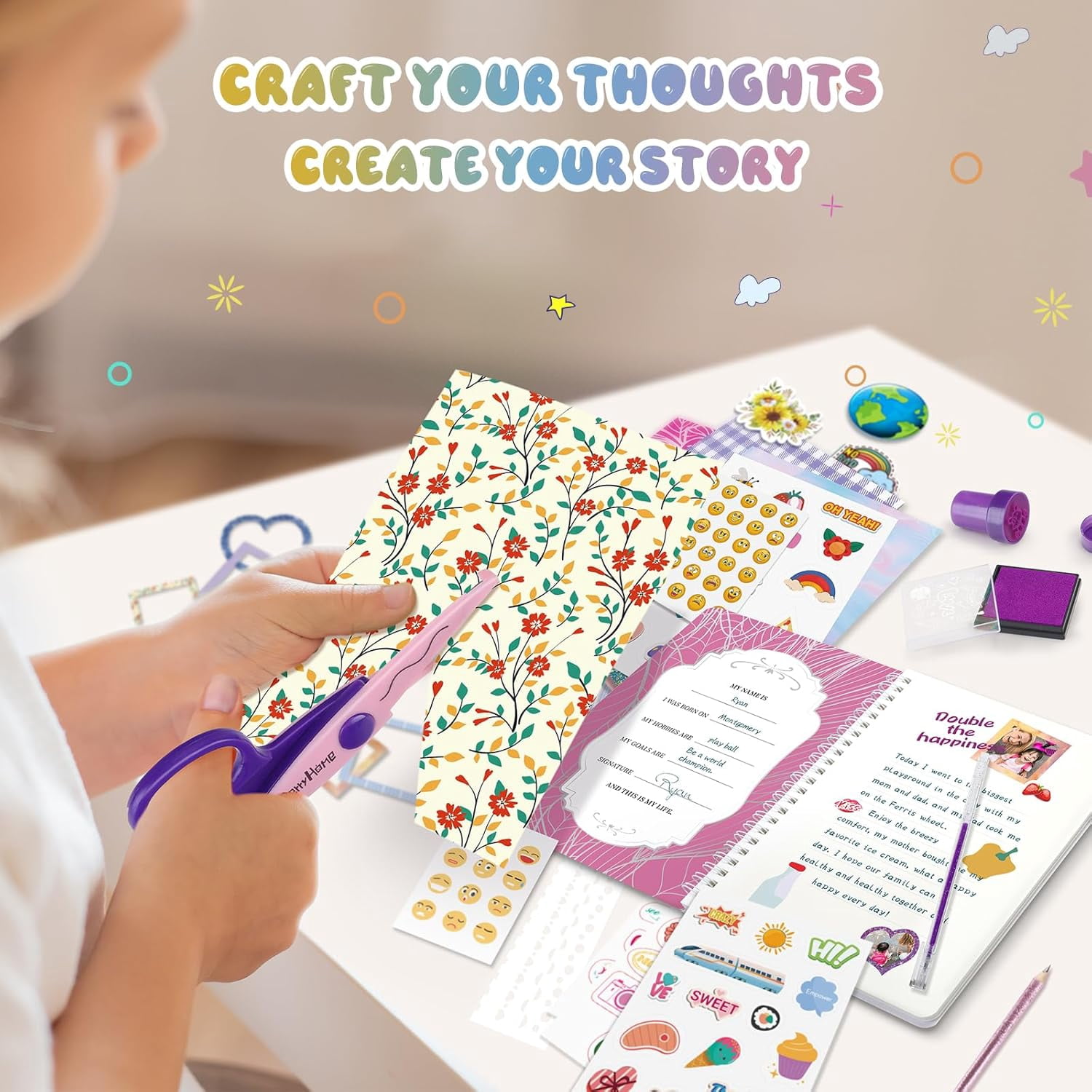 2-Pack DIY Journal Kit for Girls - 200+Pcs Journal Set for Teen & Tween Girls, Journaling Art & Crafts Kits,Scrapbook&Diary Supplies Set, Christmas Gifts for 8 9 10 11 12 13 14 Year Old Girl