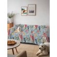 thumbnail image 6 of Spring Red Floral Couch Cover, Daiy Birds Farmhouse Blue Botanical Oversized Sofa Cover Blanket for 3 Cushion Couch, Sectional Sofa Slipcover Furniture Protector for Living Room Bedroom 71''x150'', 6 of 9