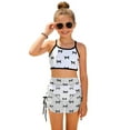 thumbnail image 3 of vigerkar Girls 3 Piece Swimsuits Bathing Suit Cute Ruffle Bow Print Bikini Set with Skirt Kids Swimwear Size 8-12 Years (White, 11Y), 3 of 7