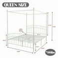 thumbnail image 3 of Caxkun Queen Size Canopy Bed Frame Four-Poster Metal Platform Bed with Headboard and Footboard Sturdy Heavy Duty Steel Slat Support,White, 3 of 6